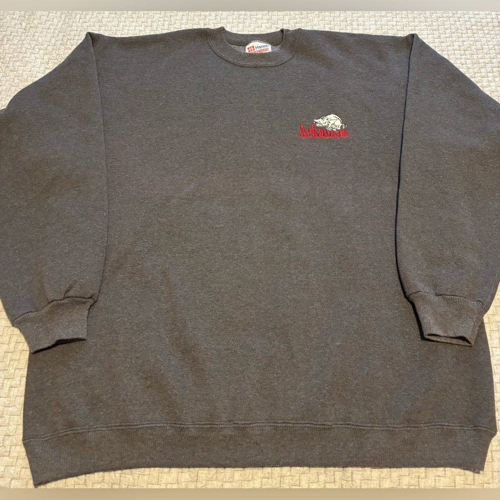 Vintage Arkansas Razorbacks Heavyweight College Crewneck Sweatshirt Size XL